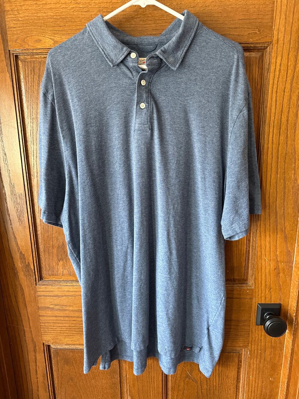 Faherty Mens Polo Shirt Heather Blue XXL MKC0115